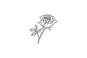 Rose flower for design element and coloring book pages for kids vector