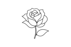 Rose flower for design element and coloring book pages for kids vector