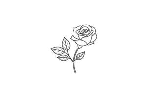 Rose flower for design element and coloring book pages for kids vector