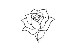 Rose flower for design element and coloring book pages for kids vector