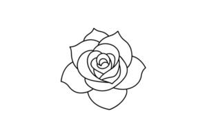 Rose flower for design element and coloring book pages for kids vector