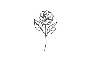 Rose flower for design element and coloring book pages for kids vector
