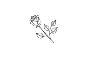 Rose flower for design element and coloring book pages for kids vector