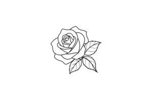 Rose flower for design element and coloring book pages for kids vector