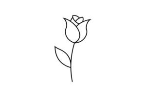 Rose flower for design element and coloring book pages for kids vector