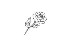 Rose flower for design element and coloring book pages for kids vector