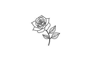 Rose flower for design element and coloring book pages for kids vector