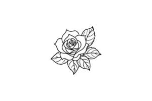 Rose flower for design element and coloring book pages for kids vector