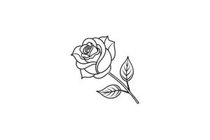 Rose flower for design element and coloring book pages for kids vector