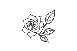 Rose flower for design element and coloring book pages for kids vector
