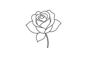 Rose flower for design element and coloring book pages for kids vector