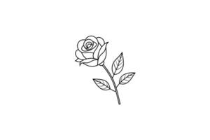 Rose flower for design element and coloring book pages for kids vector