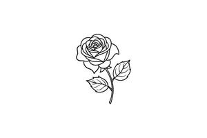 Rose flower for design element and coloring book pages for kids vector