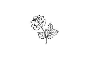 Rose flower for design element and coloring book pages for kids vector
