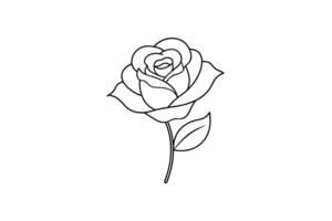 Rose flower for design element and coloring book pages for kids vector