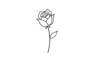 Rose flower for design element and coloring book pages for kids vector