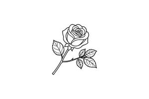 Rose flower for design element and coloring book pages for kids vector