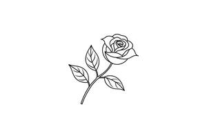 Rose flower for design element and coloring book pages for kids vector
