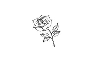 Rose flower for design element and coloring book pages for kids vector