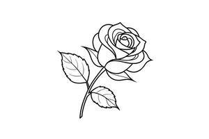Rose flower for design element and coloring book pages for kids vector