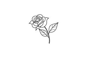 Rose flower for design element and coloring book pages for kids vector