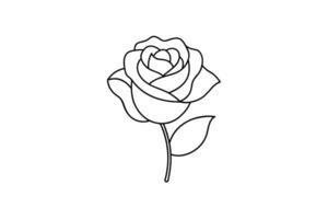 Rose flower for design element and coloring book pages for kids vector
