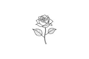 Rose flower for design element and coloring book pages for kids vector