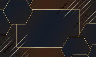 golden hexagon background with black lines geometric background vector