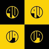 Simple QV and VQ Letter Circle Logo Set, suitable for business with QV and VQ initials vector