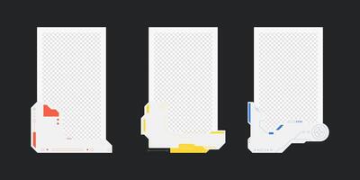 Abstract sci-fi frame. Hud interface design style. Digital futuristic frame element. Cyberpunk style. Design for banner, card, player card game, background. vector