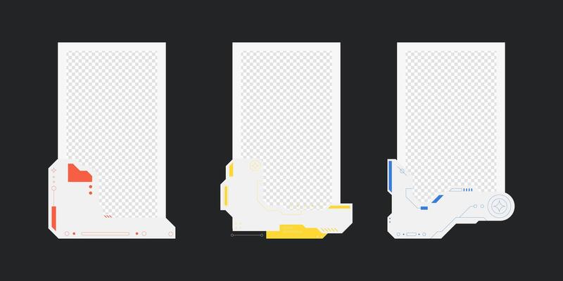 Abstract sci-fi frame. Hud interface design style. Digital futuristic frame element. Cyberpunk style. Design for banner, card, player card game, background.