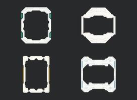 Abstract sci-fi frame. Hud interface design style. Digital futuristic frame element. Cyberpunk style. Design for banner, card, player card game, background. vector