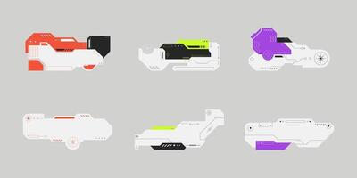 Futurist element. Cyberpunk sticker set. HUD futuristic frame design. vector