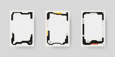 Abstract sci-fi frame. Hud interface design style. Digital futuristic frame element. Cyberpunk style. Design for banner, card, player card game, background. vector