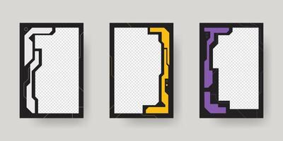 Abstract sci-fi frame. Hud interface design style. Digital futuristic frame element. Cyberpunk style. Design for banner, card, player card game, background. vector