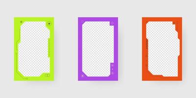 Abstract sci-fi frame. Hud interface design style. Digital futuristic frame element. Cyberpunk style. Design for banner, card, player card game, background. vector