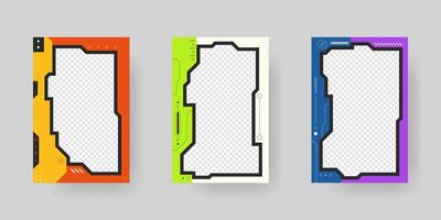 Abstract sci-fi frame. Hud interface design style. Digital futuristic frame element. Cyberpunk style. Design for banner, card, player card game, background. vector