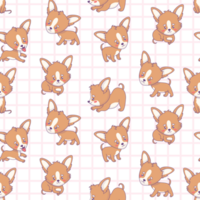 Seamless pattern with chihuahua dog on checkered background png