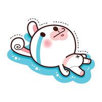 Little rabbit feeling depressed and crying while sleep, Kawaii cartoon style vector