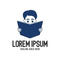 Simple Boy Reading Book for Education Study Learning or Library Knowledge Icon Symbol Illustration Design vector