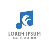 Music Note Tone Clef with Ocean Beach Wave for Instrument Sound Audio Podcast Sing Song Icon vector