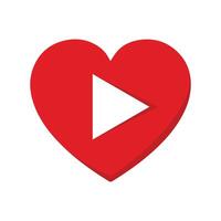 Simple Minimalist Love Heart with Play Icon Symbol Illustration Design vector