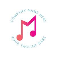Simple Minimalist Modern Initial Letter M with Music Clef Note Symbol for Audio Sound Instrument Podcast Illustration vector