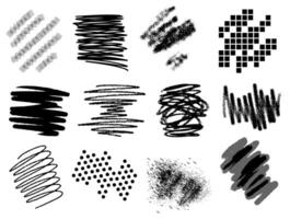 A set of different strokes and blots. brushes vector
