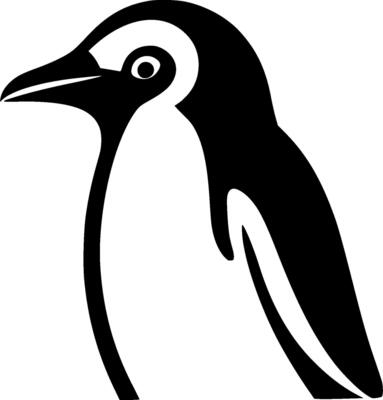Penguin - Black and White Isolated Icon - illustration
