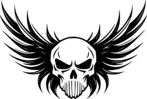 Skull With Wings - Black and White Isolated Icon - illustration vector