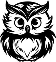 Owl Baby - Black and White Isolated Icon - illustration vector