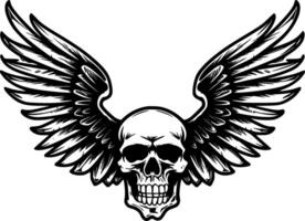 Skull With Wings, Minimalist and Simple Silhouette - illustration vector