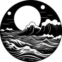 Sea, Minimalist and Simple Silhouette - illustration vector