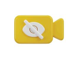 Camera with eye visibility off icon concept of zoom call off icon 3d rendering illustration vector